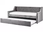 I&scaron;traukiama lova veliūrinė MONTARGIS 90 x 200 cm &scaron;viesiai pilka