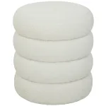 Apvalus pufas, teddy fliso audinys, iki 120 kg, &Oslash;40 &times; 45 cm, baltas