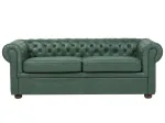 Trivietė sofa CHESTERFIELD i&scaron; ekologi&scaron;kos odos, žalia
