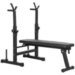 Daugiafunkcis treniruočių suoliukas su reguliuojamu &scaron;tangos stovu, sulankstomas, iki 220 kg, juodas