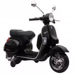 Vaiki&scaron;kas elektrinis motociklas &bdquo;Vespa PX150&ldquo;, 12 V, su ličio akumuliatoriumi, 35 W, 2 varikliais ir 25&deg; vairo pasukimo ribotuvu, 3&ndash;6 metų vaikams