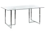 Valgomojo stalas ENVIA, sidabrinis, 160 &times; 90 cm, grūdintas stiklas