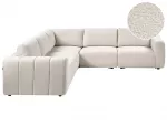 Modulinė kampinė sofa 5 asmenims KIVVIK, boucl&eacute;, kreminė balta, de&scaron;ininė