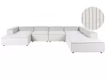 Modulinė kampinė sofa 5 asmenims ARDAL kairinė, kreminės spalvos velvetinė