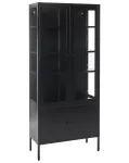 Vitrina su stikline spintele OXTED, 80 cm, metalinė, juoda