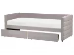 Dienos lova su stalčiais MARRAY veliūrinė &scaron;viesiai pilka 90 x 200 cm