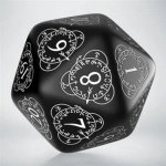 D20 Level Counter Black & white Die (Kauliukas)