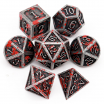Metal & Enamel Dice Set (7) Blood & Iron (Kauliukai)