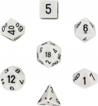 Chessex Opaque Polyhedral 7-Die Sets - White w/black (Kauliukai)