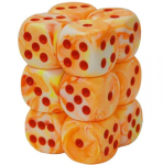 Chessex Gemini 16mm d6 with pips Dice Blocks (12 Dice) - Festive Sunburst w/red