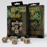Celtic 3D Revised Beige & Black Dice Set (7) (Kauliukai)