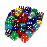 Chessex Translucent Dice - Loose Translucent 12mm d6 w/pips Dice (Kauliukai)