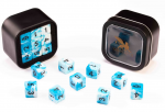 D6 Series 16mm Marble Blue & White (18) - kauliukų rinkinys