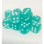 Chessex Gemini 16mm d6 with pips Dice Blocks (12 Dice) - Frosted Teal w/white