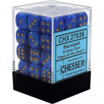 Chessex Signature 12mm d6 with pips Dice Blocks (36 Dice) - Vortex Blue w/gold (Kauliukai)