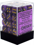 Chessex Signature 12mm d6 with pips Dice Blocks (36 Dice) - Vortex Purple w/gold (Kauliukai)