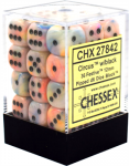Chessex Signature 12mm d6 with pips Dice Blocks (36 Dice) - Festive Circus w/black (Kauliukai)