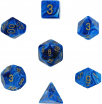 Chessex Vortex 7-Die Set - Blue w/gold (Kauliukai)