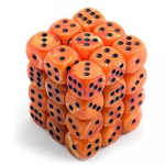 Chessex Signature 12mm d6 with pips Dice Blocks (36 Dice) - Vortex Orange w/black (Kauliukai)