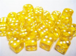 Chessex Translucent 12mm d6 with pips Dice Blocks (36 Dice) - Yellow w/white (Kauliukai)