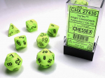 Chessex Vortex Bright Green w/black 7 dice set (Kauliukai)