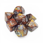 Chessex Lustrous 7-Die Set - Gold w/silver (Kauliukai)