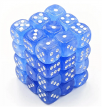 Chessex Borealis 12mm d6 Sky Blue/white Luminary Dice Block (36 dice) (Kauliukai)