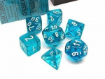 Chessex Translucent Polyhedral 7-Die Set - Teal/white (Kauliukai)