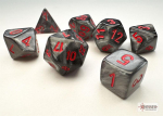 Chessex Velvet Mini-Polyhedral Black/red 7-Die Set (Kauliukai)
