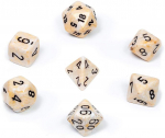 Chessex Marble 7-Die Set - Ivory w/black (Kauliukai)