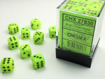 Chessex Signature 12mm d6 with pips Dice Blocks (36 Dice) - Vortex Bright Green w/black (Kauliukai)