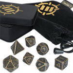 ENHANCE Tabletop RPGs 7pc DnD Metal Dice Set with Case and Dice Bag (Kauliukai)