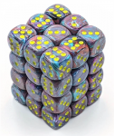Chessex Signature 12mm d6 with pips Dice Blocks (36 Kauliukai) - Festive Mosaic/yellow (Kauliukai)