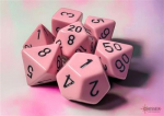 Chessex Opaque Pastel Pink/black Polyhedral 7-Dice Set (Kauliukai)