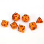 Chessex Vortex 7-Die Set - Orange w/black (Kauliukai)
