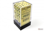 Chessex Opaque Pastel Yellow/black 16mm d6 Dice Block (12 dice) (Kauliukai)
