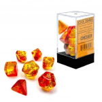 Gemini Polyhedral Translucent Red-Yellow/gold 7-Die Set (Kauliukai)