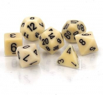 Chessex Opaque Polyhedral 7-Die Sets - Ivory w/black (Kauliukai)