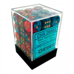 Chessex Gemini 12mm d6 Dice Blocks with pips Dice Blocks (36 Dice) - Red-Teal with gold (Kauliukai)