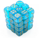 Chessex Borealis 12mm d6 Teal/gold Luminary Dice Block (36 dice) (Kauliukai)