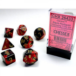Chessex Gemini Mini-Polyhedral Black-Red/gold 7-Die Set (Kauliukai)