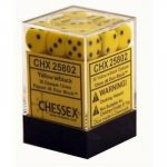 Chessex Opaque 12mm d6 with pips Dice Blocks (36 Dice) - Yellow w/black (Kauliukai)