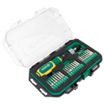 SATA 1/4" Dinometrinio atsuktuvo 1-6Nm ir keičiamų antgalių rinkinys [plok.,PZ,PH,torx] 33vnt.