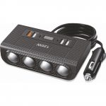 SKIRSTYTUVAS 4 LIZDŲ, 4 USB, 2 TYPE-C JUNGTYS SU VOLTMETRU 12/24V
