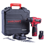 WORCRAFT Akumuliatorinis suktuvas-gręžtuvas su priedais plastikine deže 12V LI-ION
