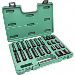 SATA 1/2" PRAILGINTŲ IR TRUMPŲ SMŪGINIŲ GALVUČIŲ RINKINYS (10-24MM)(26VNT) (PLONASIENĖS)