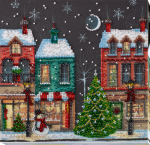Miesto žiemos pasaka &ndash; karoliukais siuvinėjamas paveikslas, rinkinys 20x20 cm