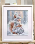 Siuvinėjimo kryželiu rinkinys &bdquo;Pūkuota voveraitė&ldquo; 23 x 29 cm