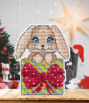 Mielas magnetui skirtas siuvinėjimo komplektas kryželiu, 14 ct plastikinė kanva, 6,7&times;8,7 cm, 10 spalvų