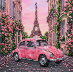 Karoliukų siuvinėjimo rinkinys &bdquo;La Vie en Rose&ldquo; &ndash; miesto peizažas, 20x20 cm